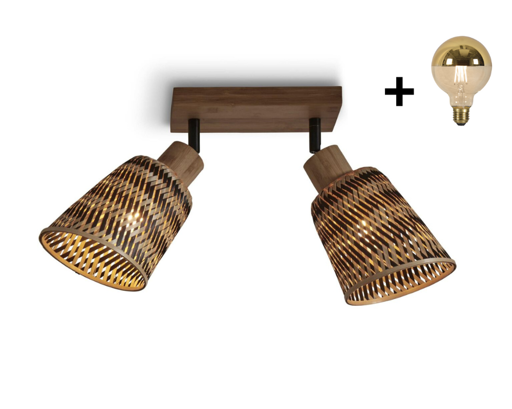 Ceiling Lamp - JAVA - 2-Shade - Bamboo