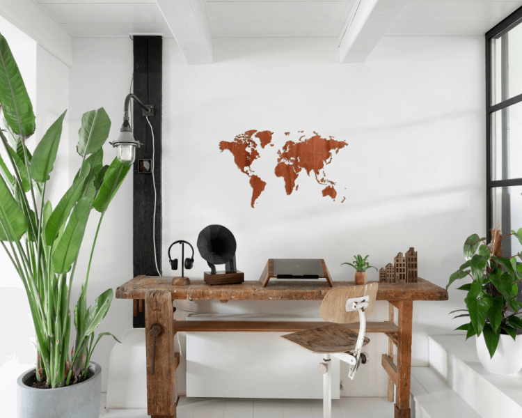 Houten Wereldkaart - DIY - 3 Houtsoorten