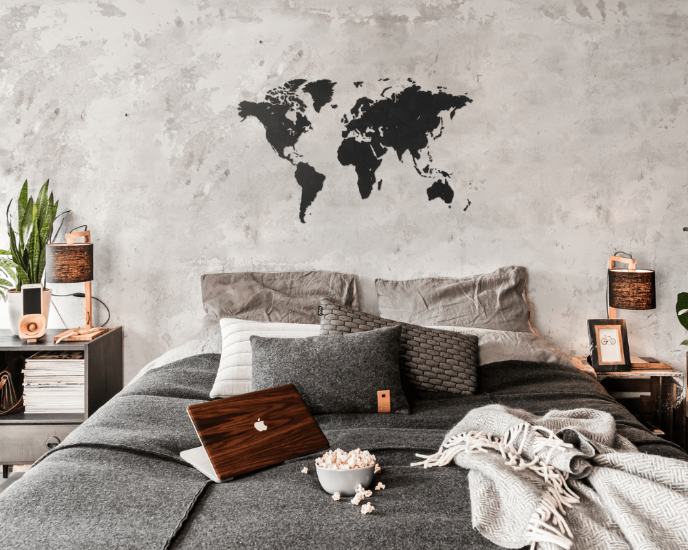 wooden world map true puzzle black hdf