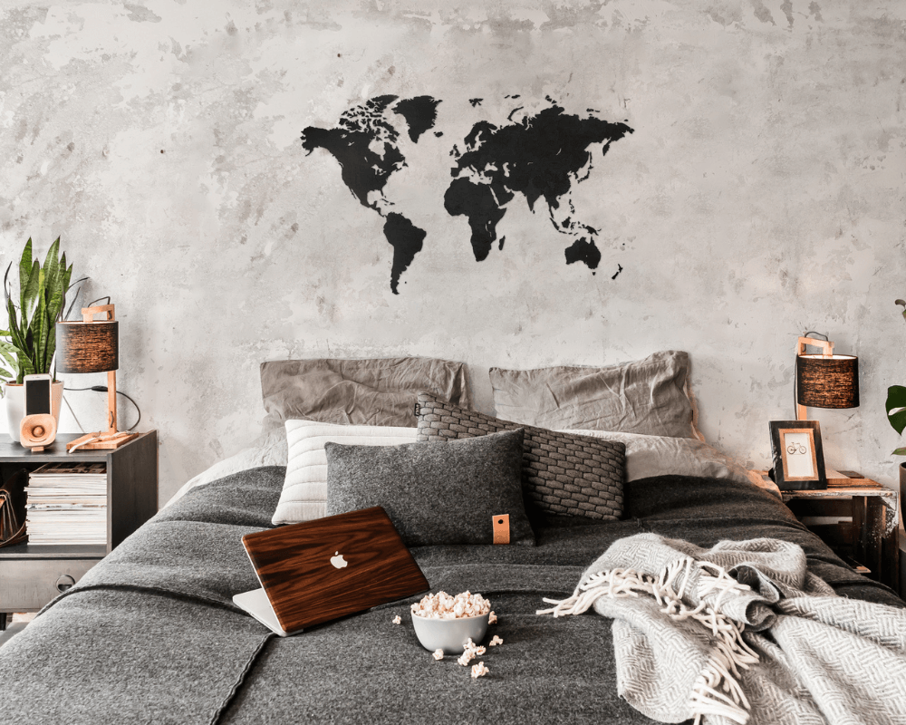 wooden world map true puzzle black hdf