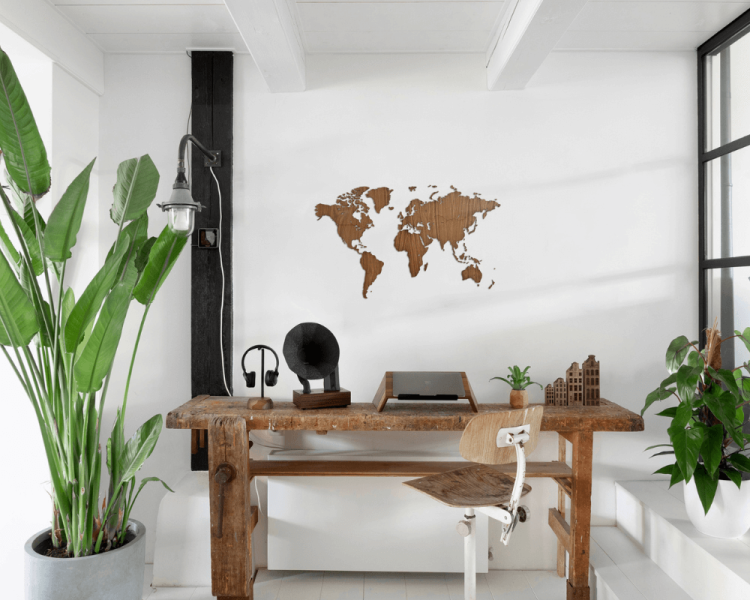 Houten Wereldkaart - DIY - 3 Houtsoorten