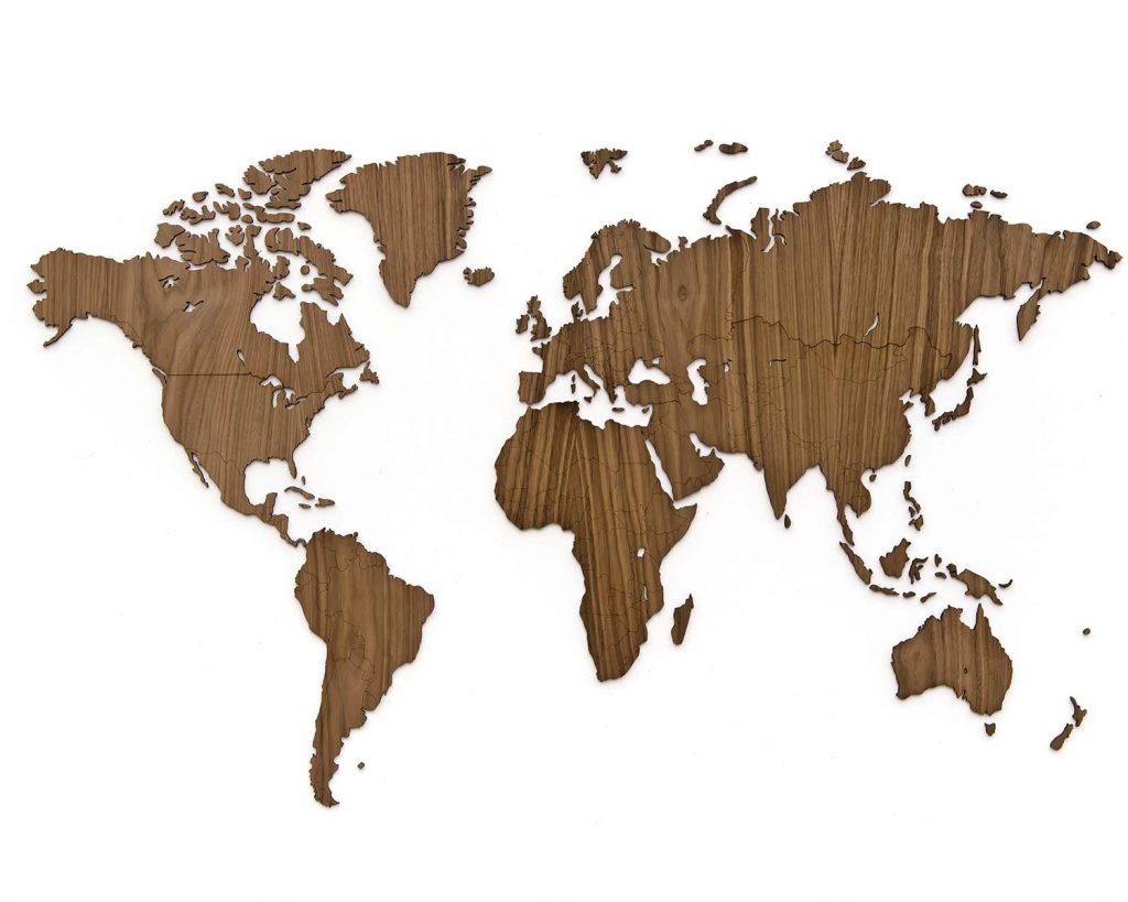Houten Wereldkaart - DIY - 3 Houtsoorten