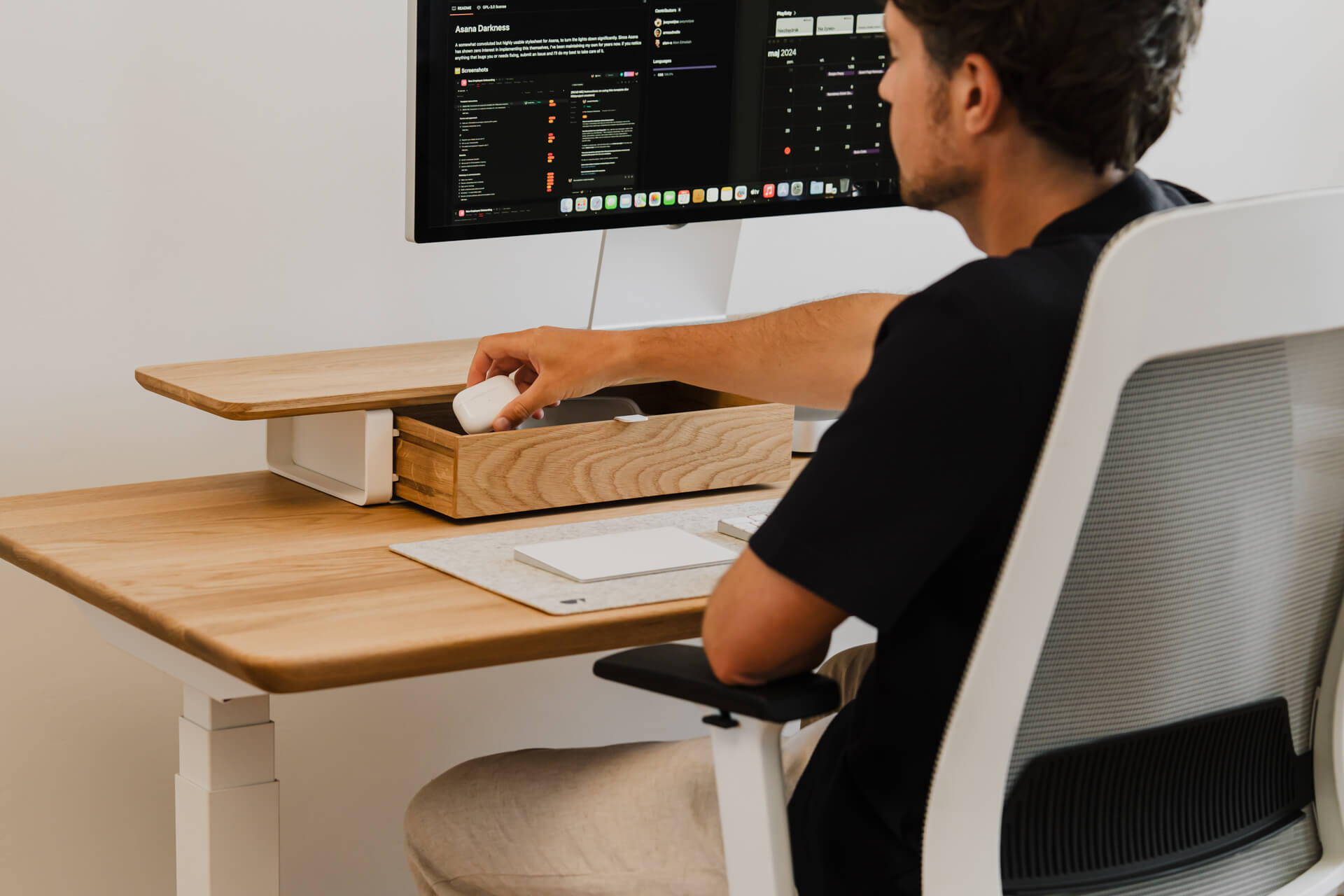 modular drawer for dual desk shelf made by oakywood