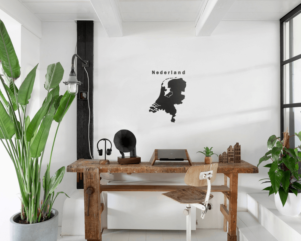 wooden country map the netherlands black hdf