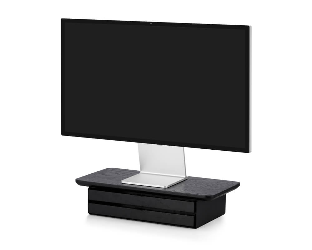 oakywood desk shelf mini black black dual drawer wooden amsterdam 1303blkbdd 4