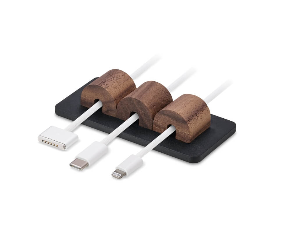 oakywood magnetic cable holder walnut black wooden amsterdam 1910wnblk 1