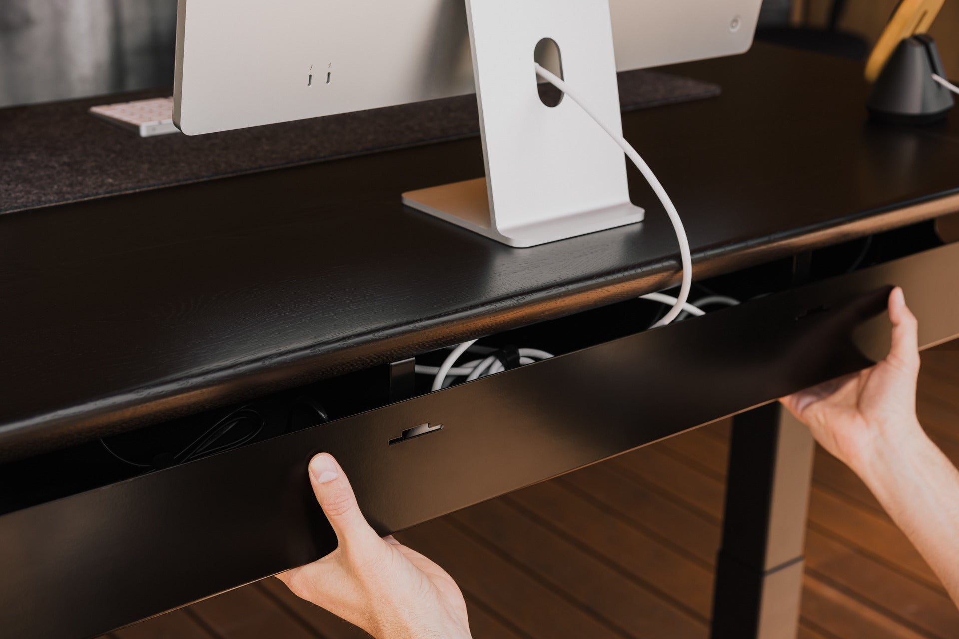 underdesk organizer tray black