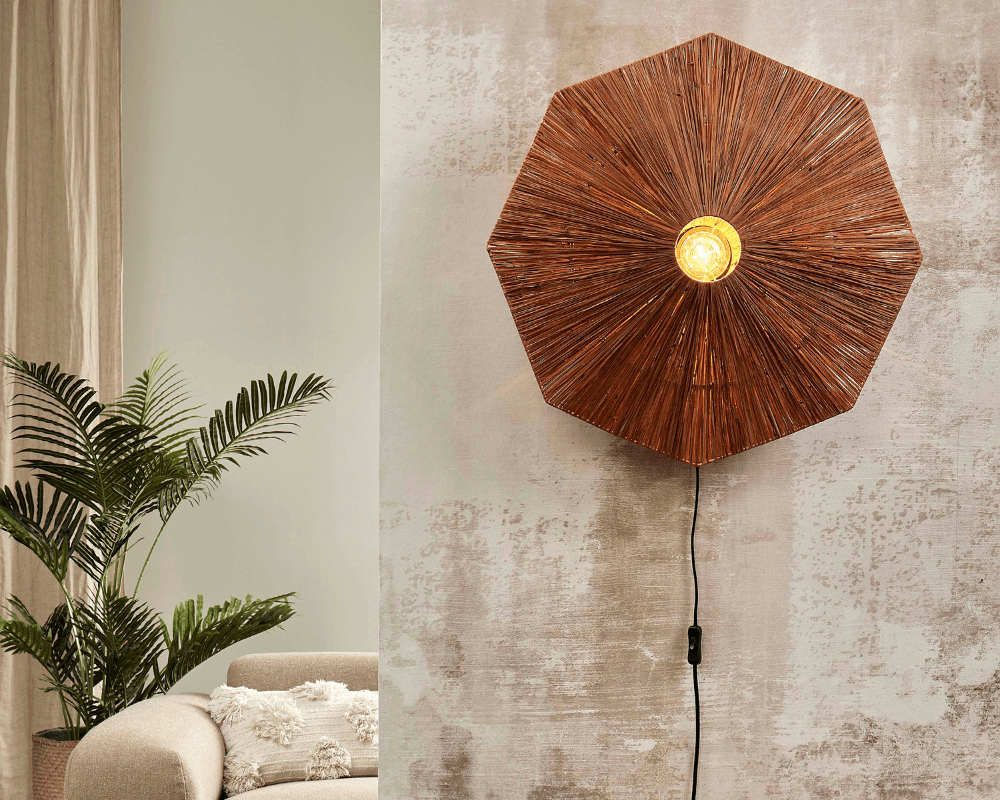 wall lamp panama raffia
