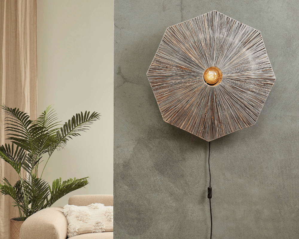 wall lamp panama raffia