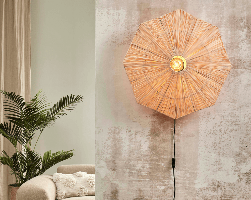 wall lamp panama raffia