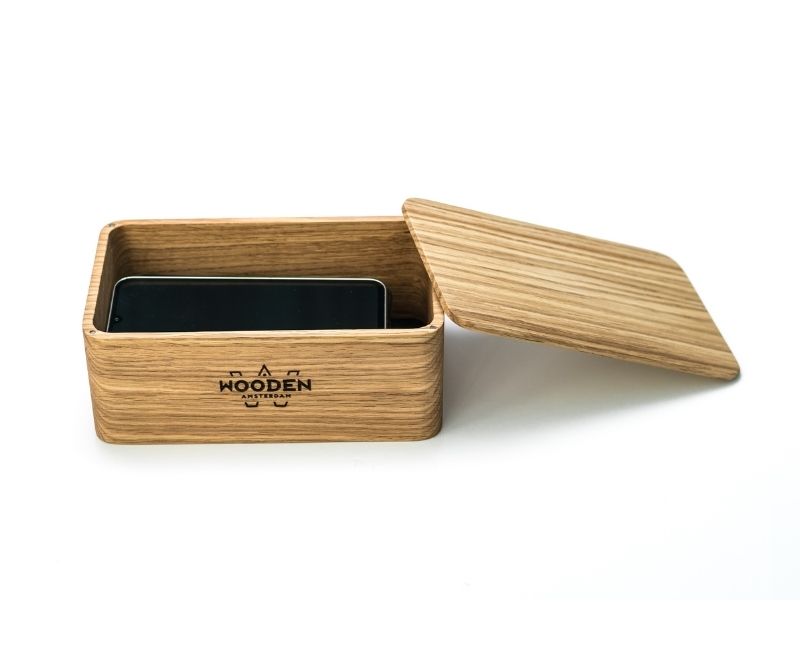 phone lock box oak