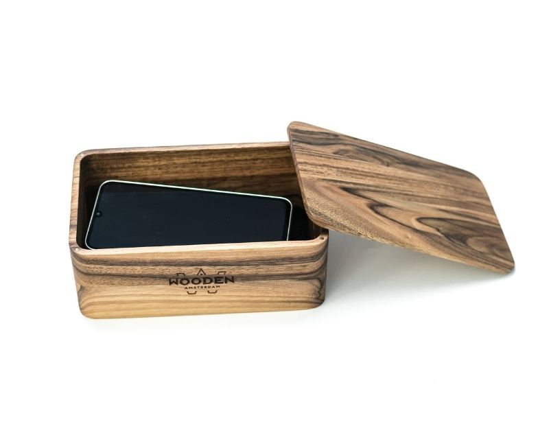 phone lock box walnut