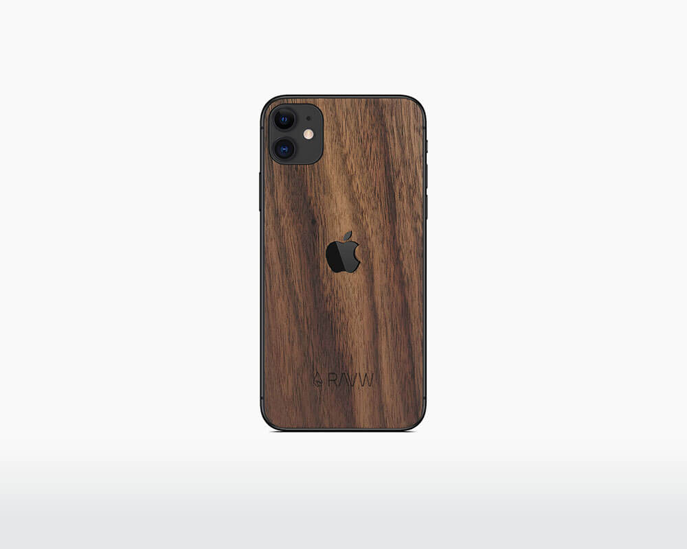 rauw wooden iphone 11 cover walnut front on webshop wooden amsterdam.jpg