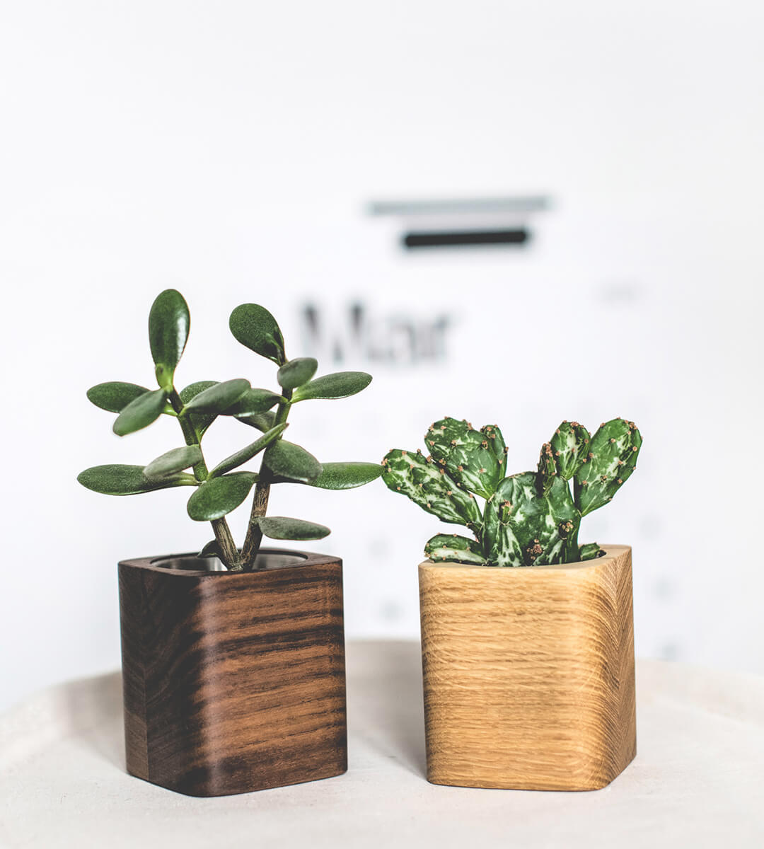 square planters walnut oak 2 2