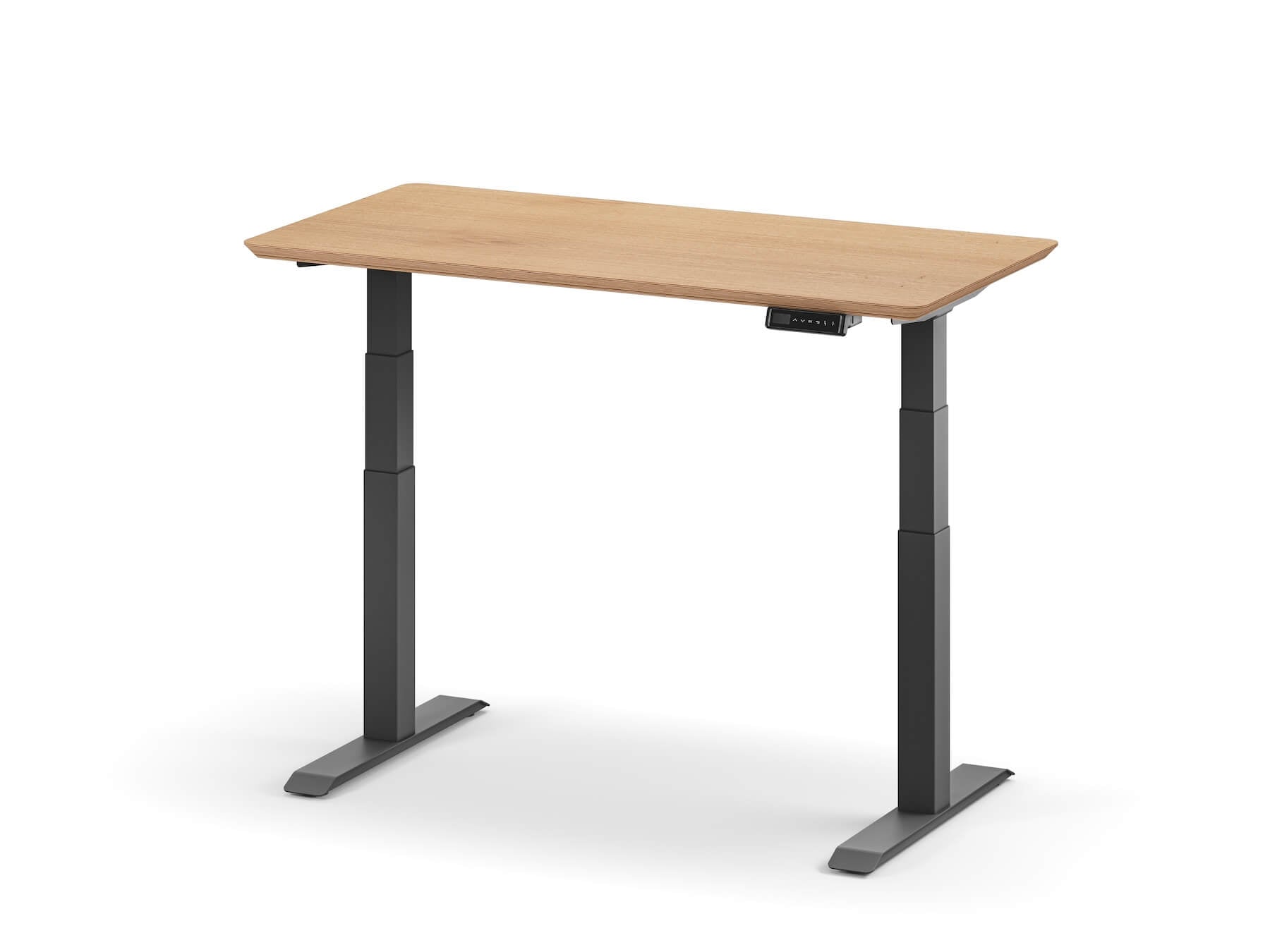 standing desk oak veneer black legs