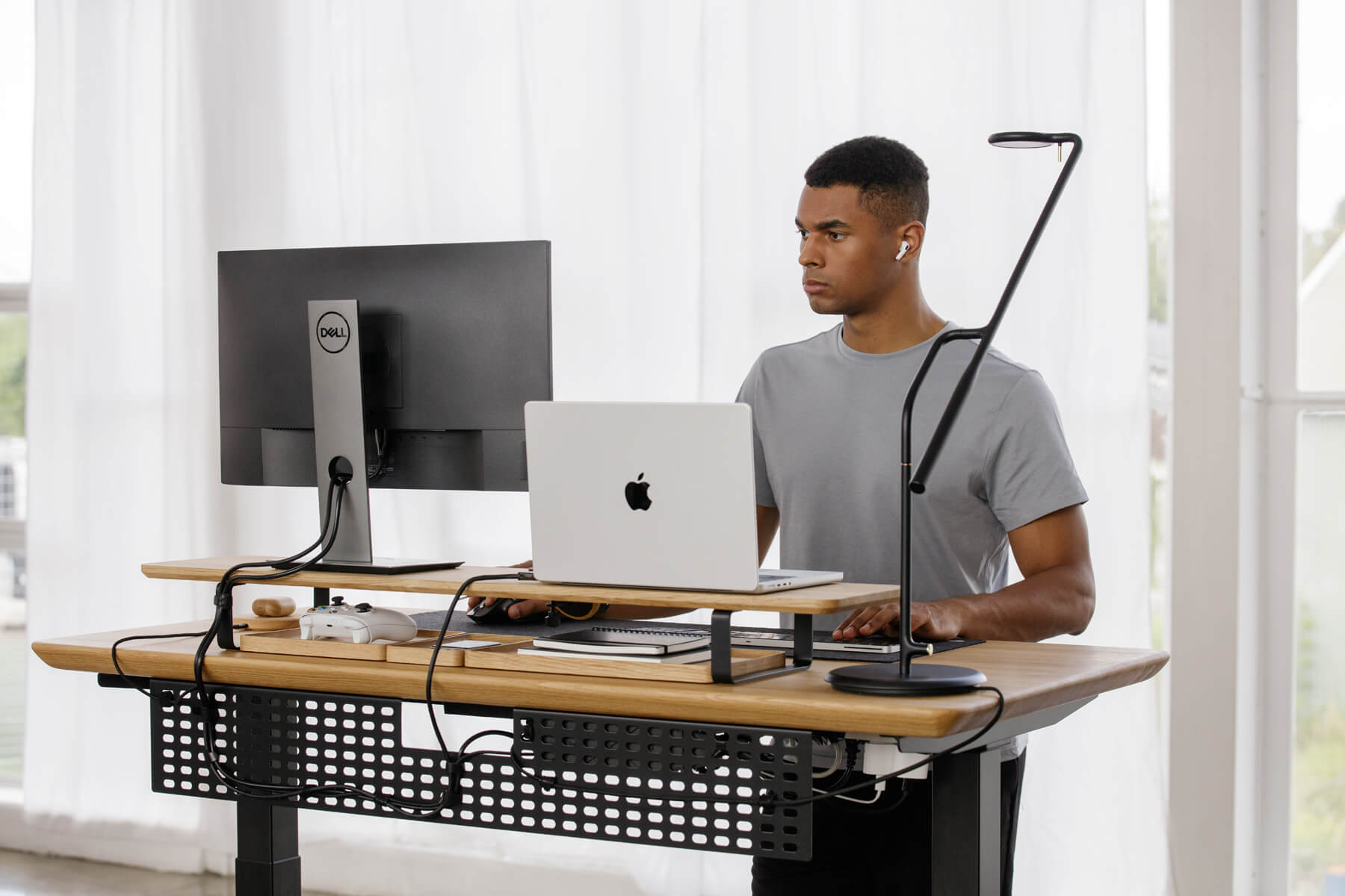 standing desk solid oak