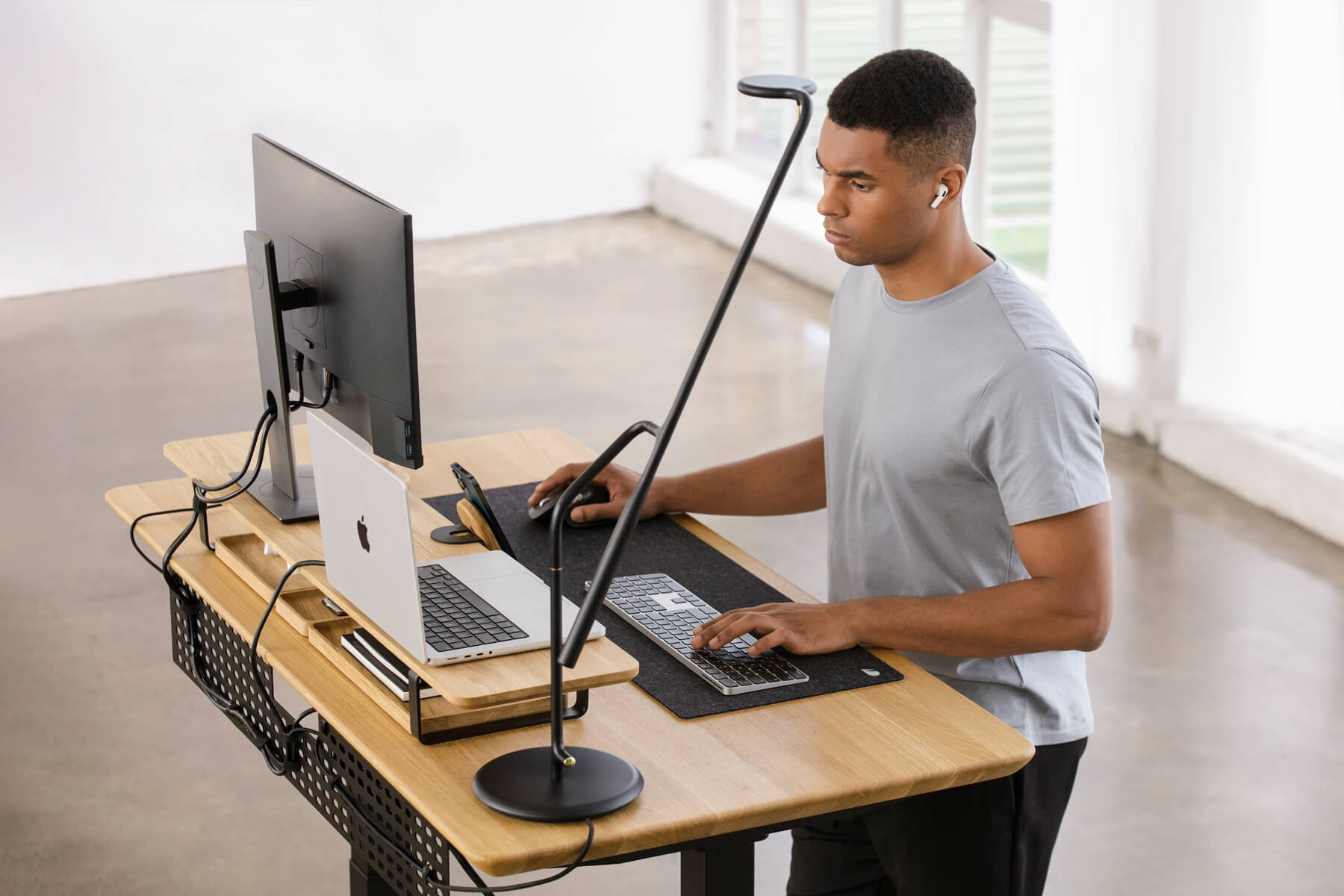 standing desk solid oak