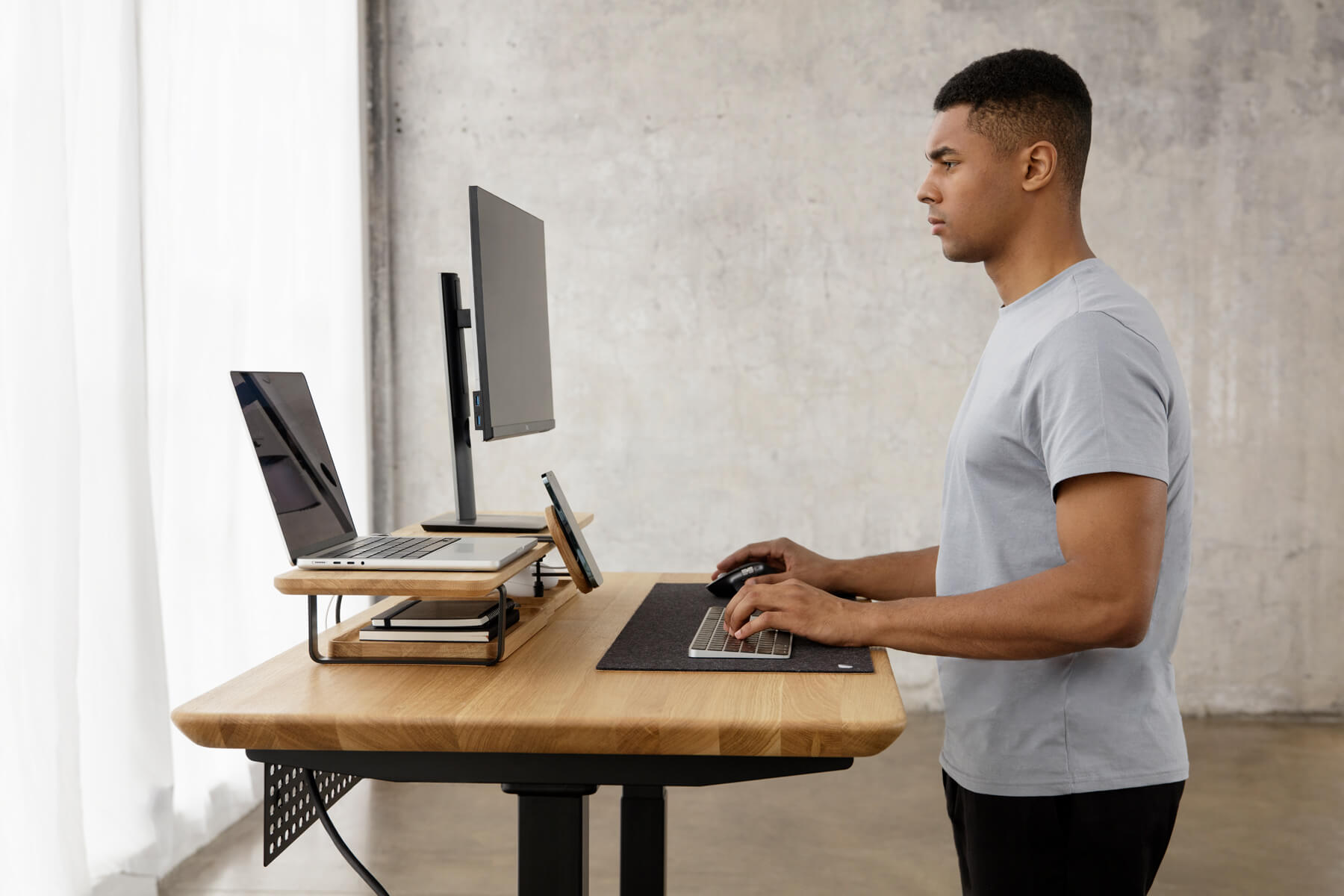 standing desk solid oak