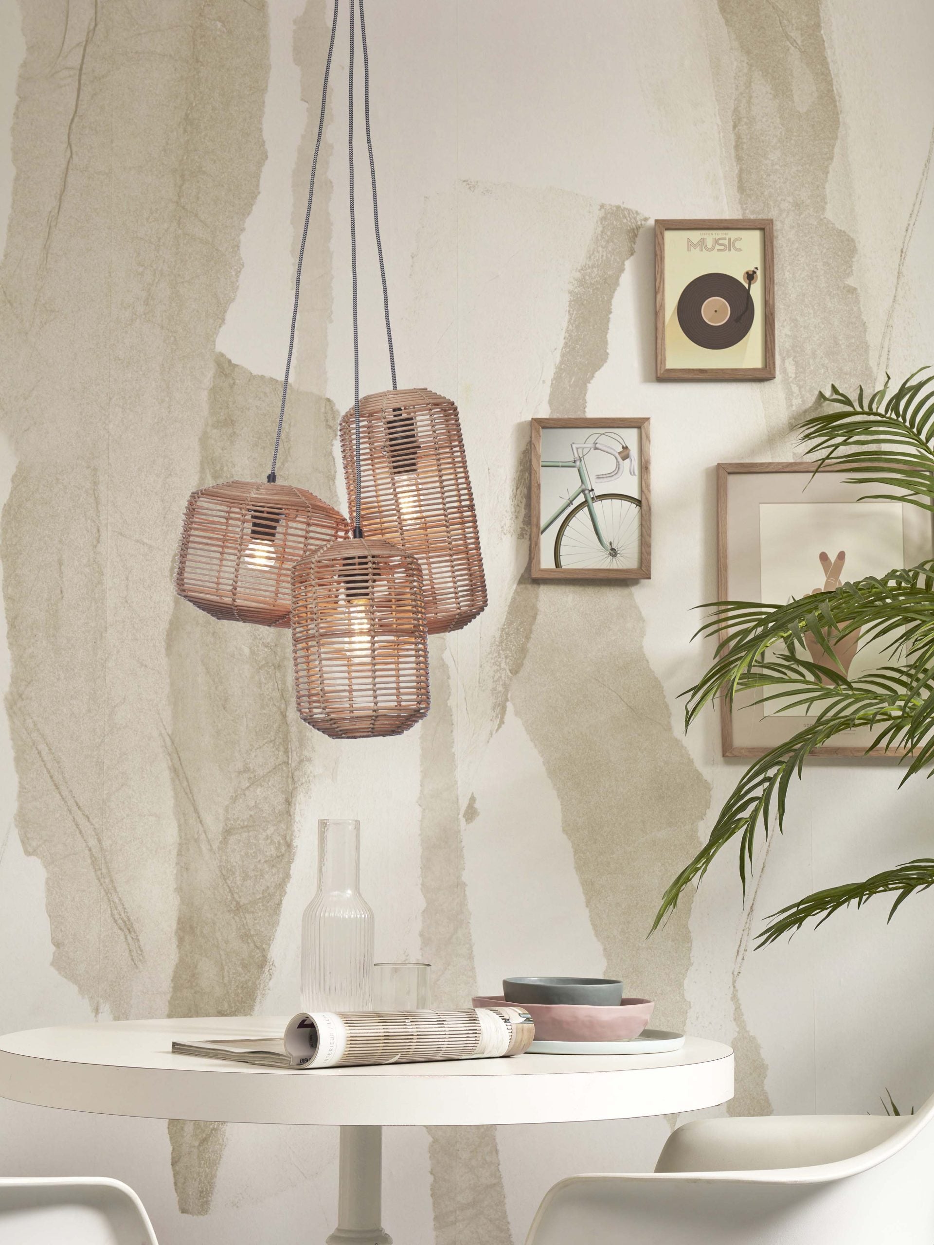 Hanging Lamp - TANAMI - Rattan / 3-Shade