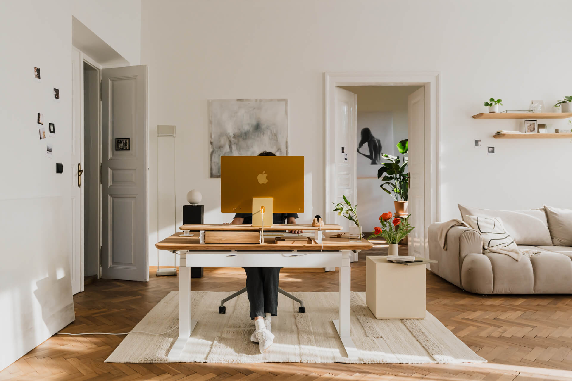 ultimate desk setup developed by oakywood standing desk dual desk shelf with white legs
