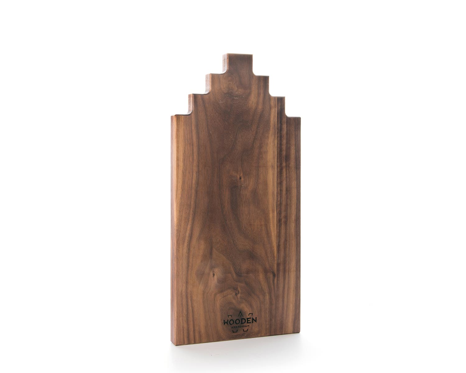 amsterdam canal house serving board in walnut wood 40cm