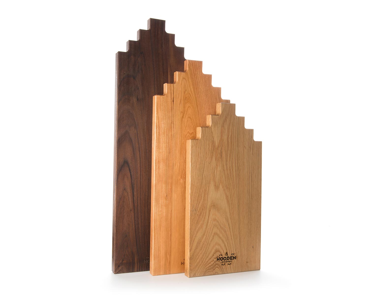3 amsterdam canal house serving boards in walnut, cherry and oak