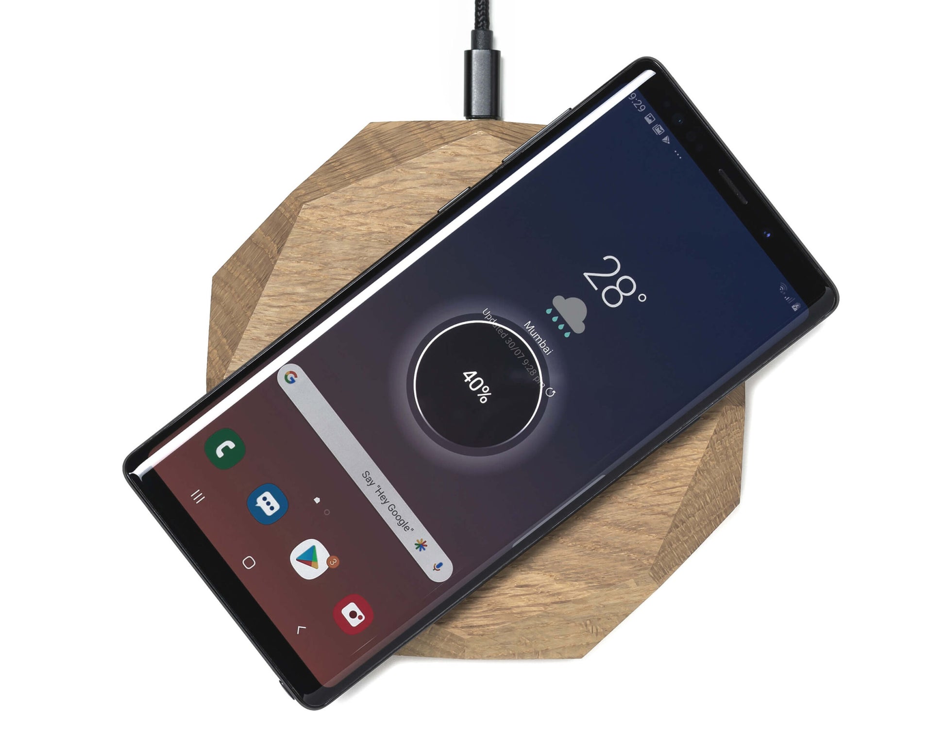 wireless charger geometric oak oakywood 3