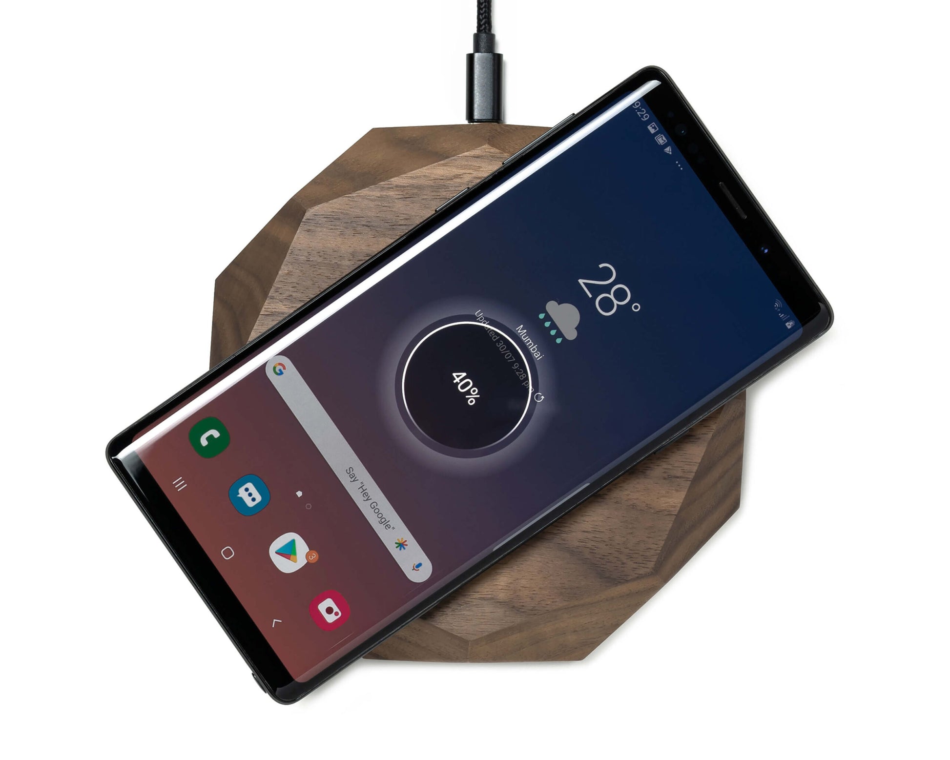 wireless charger geometric walnut oakywood 3