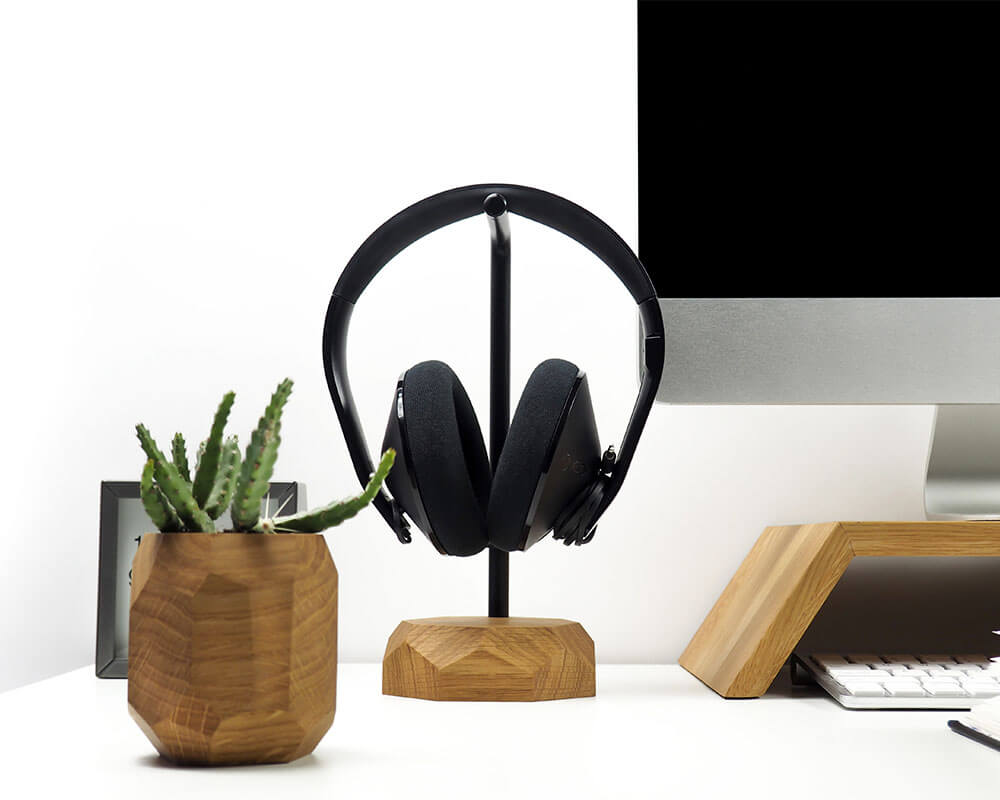 wooden headphone stand oakywood oak wood monitor stand planter on webshop wooden amsterdam.jpg