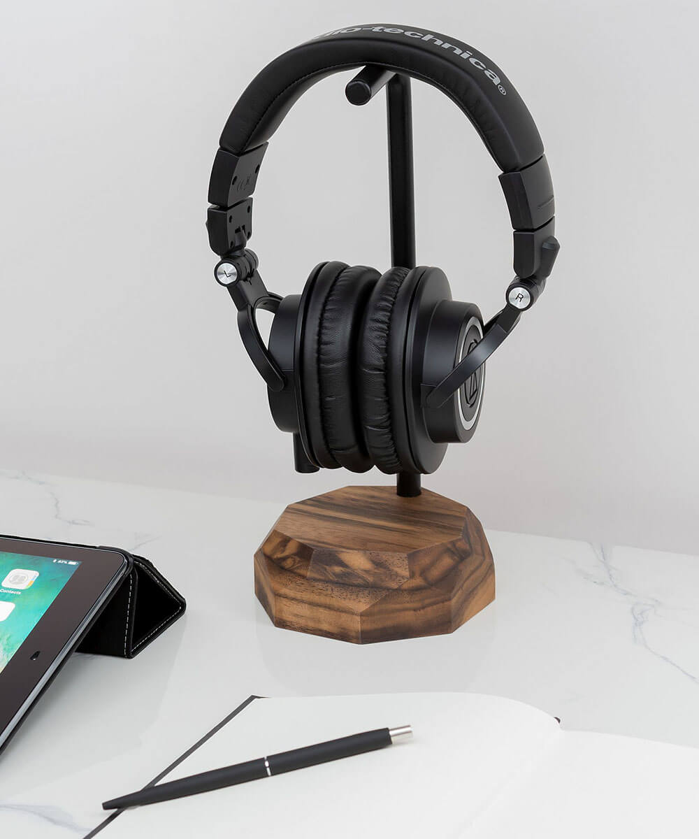 wooden headphone stand oakywood walnut wood stylish music accessory on webshop wooden amsterdam.jpg