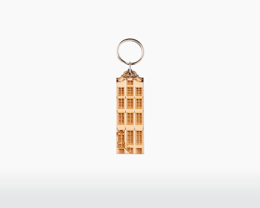 wooden keychain amsterdam amstel natural maple wood grachtenpand dutch cultural history on webshop wooden amsterdam.jpg.jpg