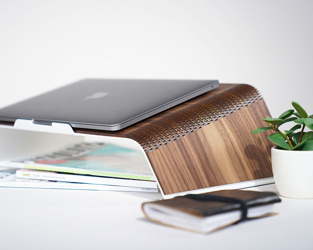 wooden laptop stand rauw walnut wood natural office hip posture on webshop wooden amsterdam 1.jpg
