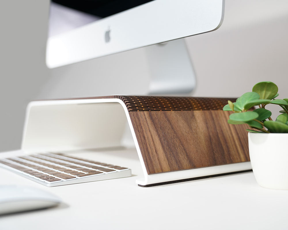 wooden monitor stand rauw walnut wood natural business interior on webshop wooden amsterdam.jpg