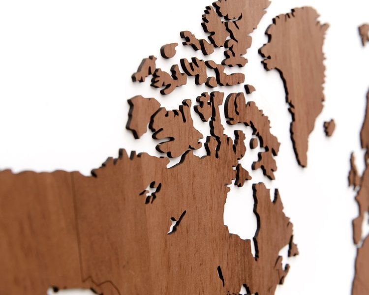 Houten Wereldkaart - DIY - 3 Houtsoorten