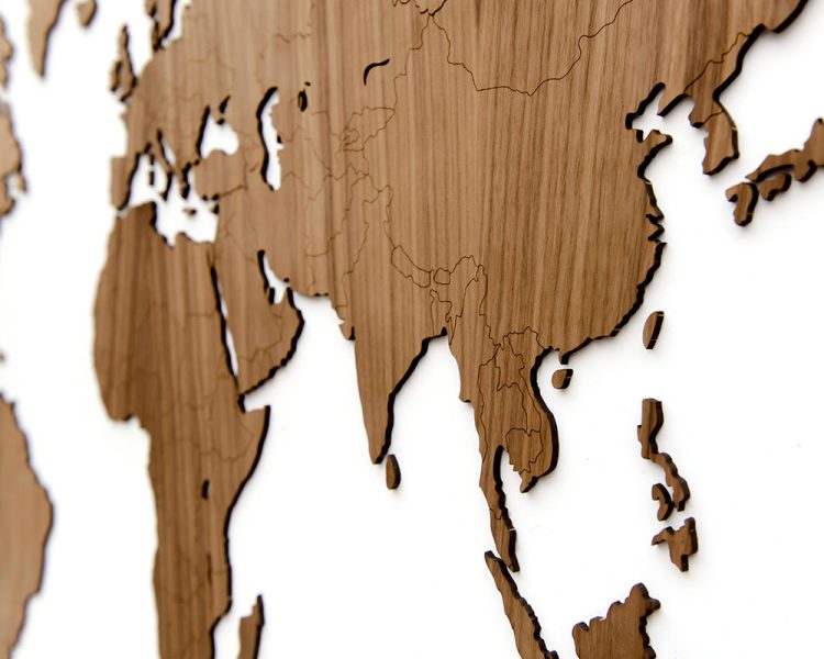 Houten Wereldkaart - DIY - 3 Houtsoorten