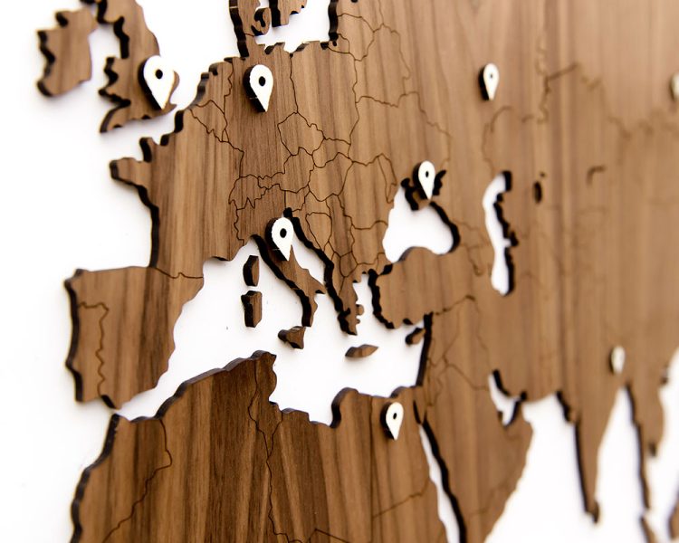 Houten Wereldkaart - DIY - 3 Houtsoorten