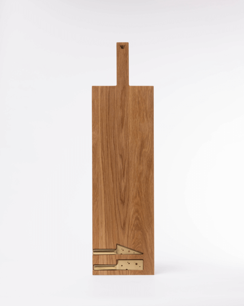 woodsea cheese board with knives oak large 75 20 2 cm