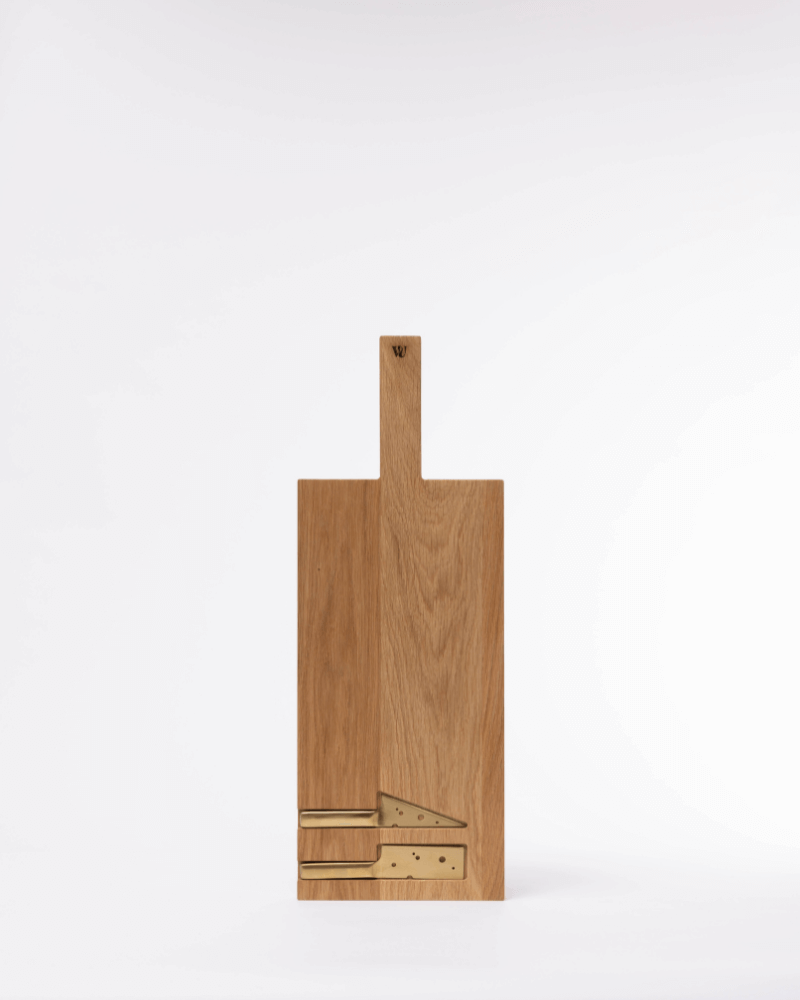 woodsea cheese board with knives oak medium 55 20 2 cm