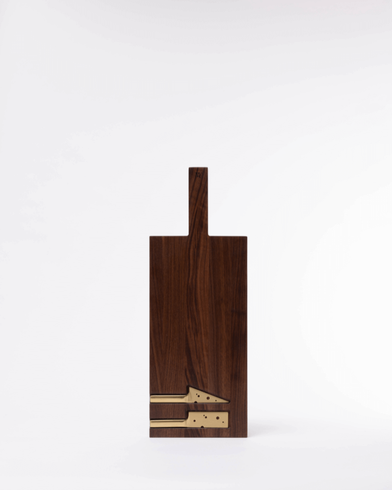 woodsea cheese board with knives walnut medium 55 20 2 cm