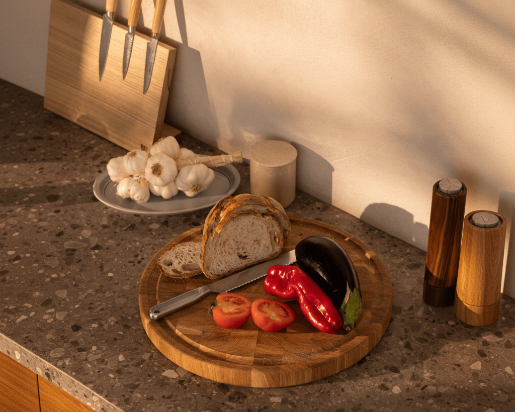 woodsea cutting board woodstone round oak 42 3 5 cm lifestyle