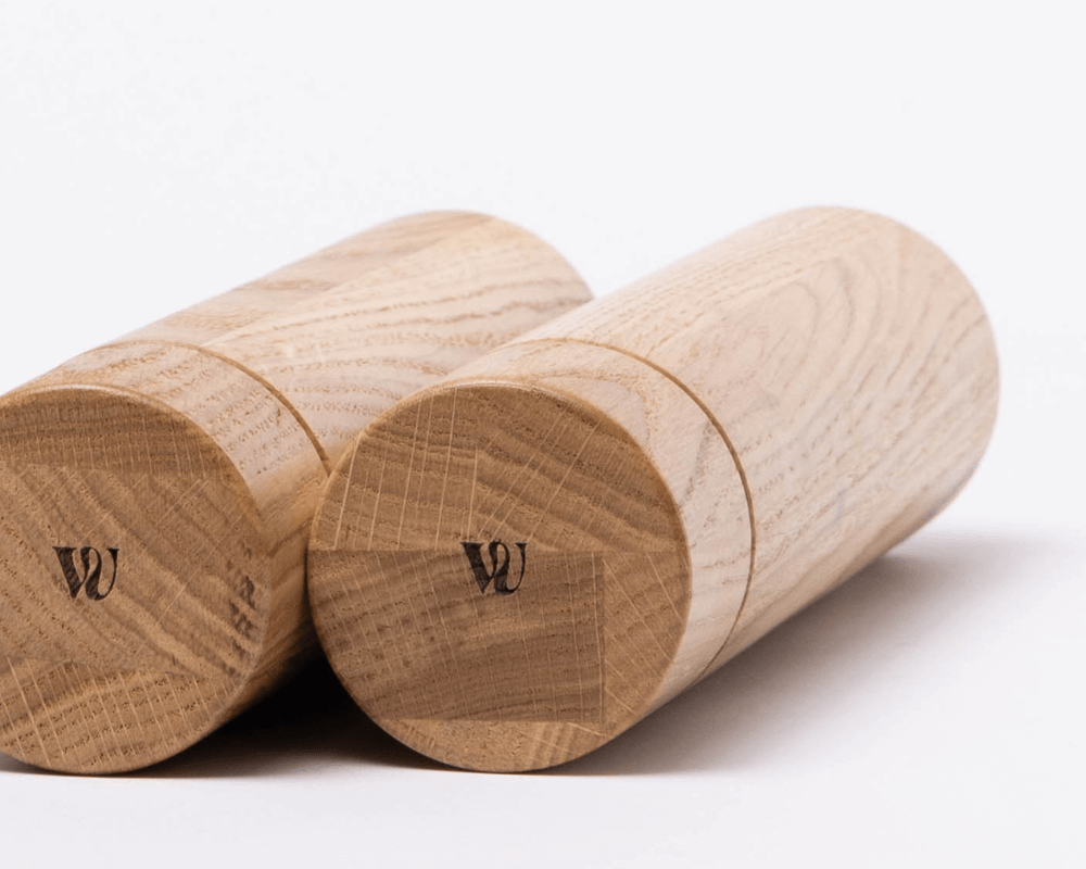 woodsea salt and pepper set upside down oak bottom