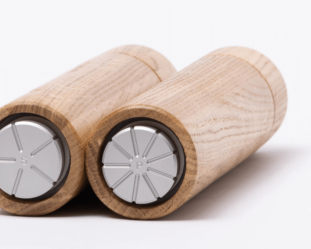 woodsea salt and pepper set upside down oak close up