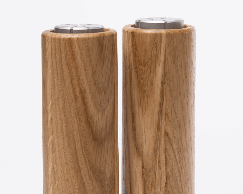 woodsea salt and pepper set upside down oak close