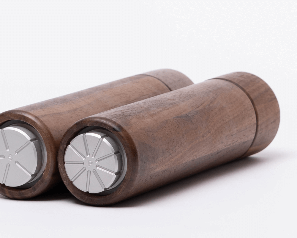 woodsea salt and pepper set upside down walnut close