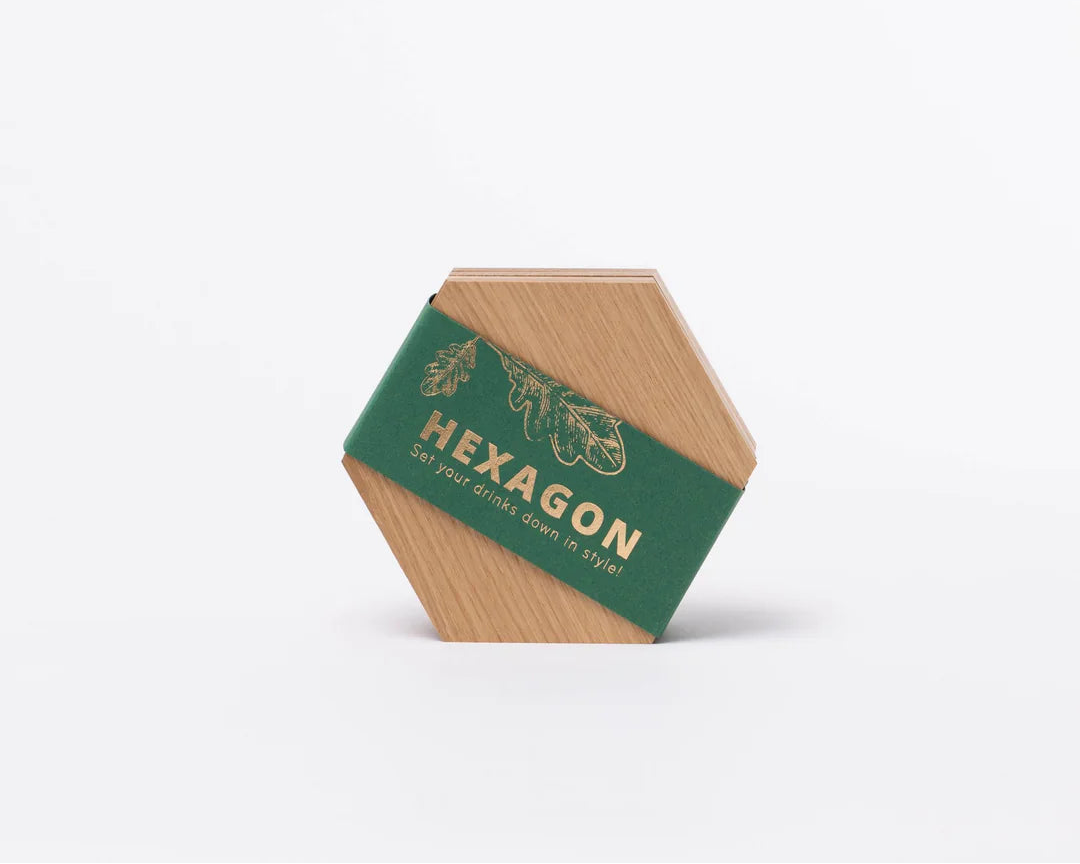 Hexagon Coasters - Oak - Set of 4