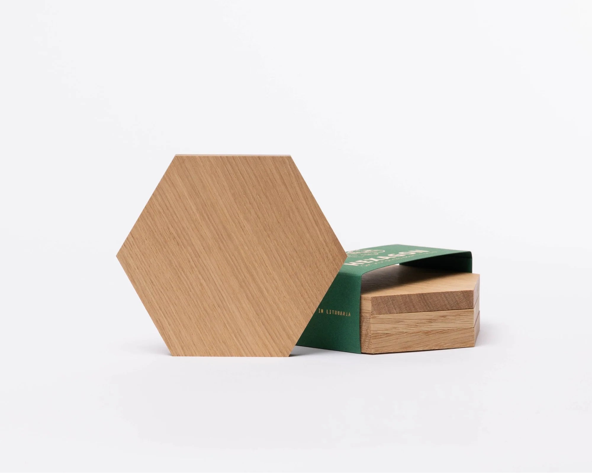 Hexagon Coasters - Oak - Set of 4