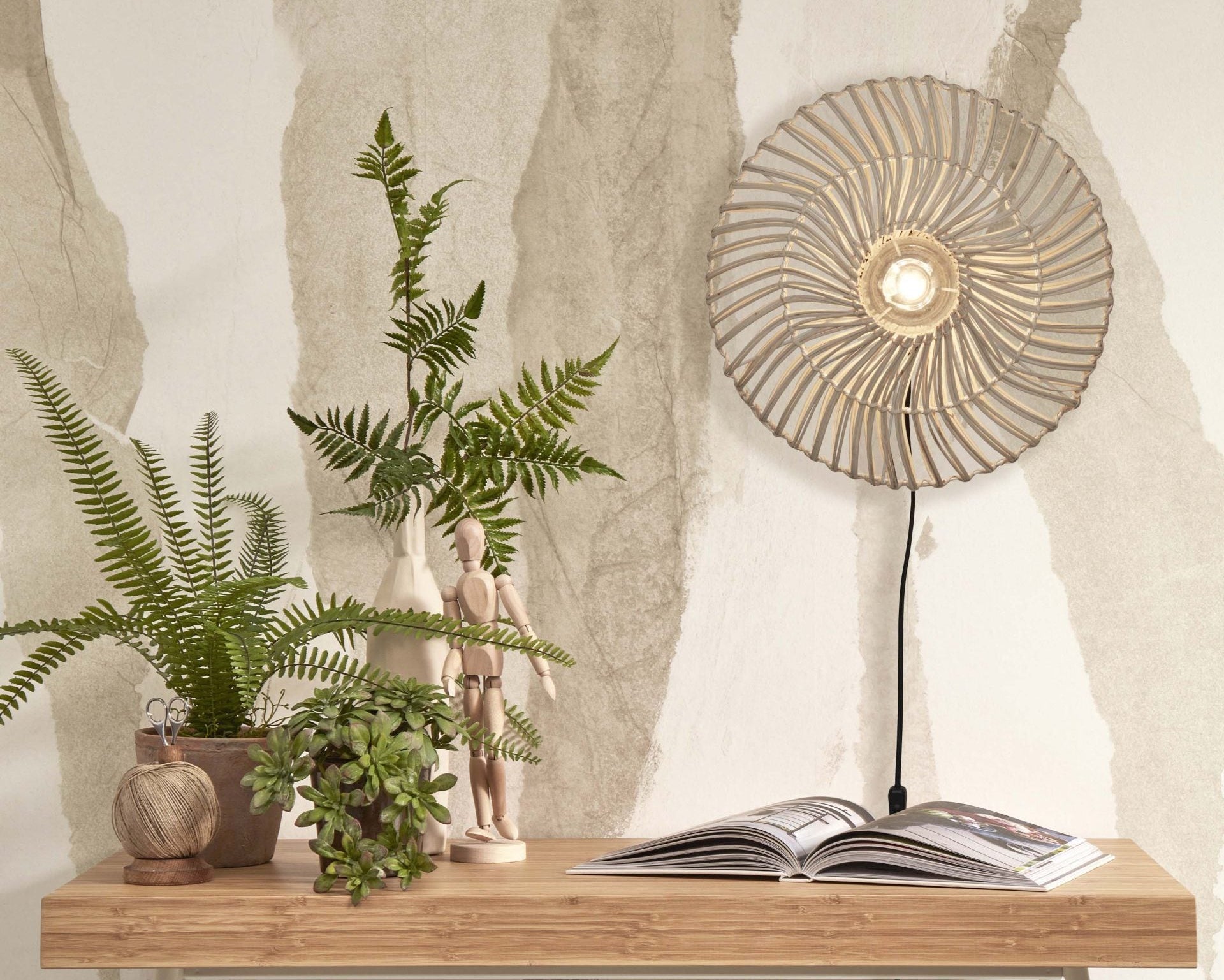 Wandlamp - ZANZIBAR - Rotan / Plat
