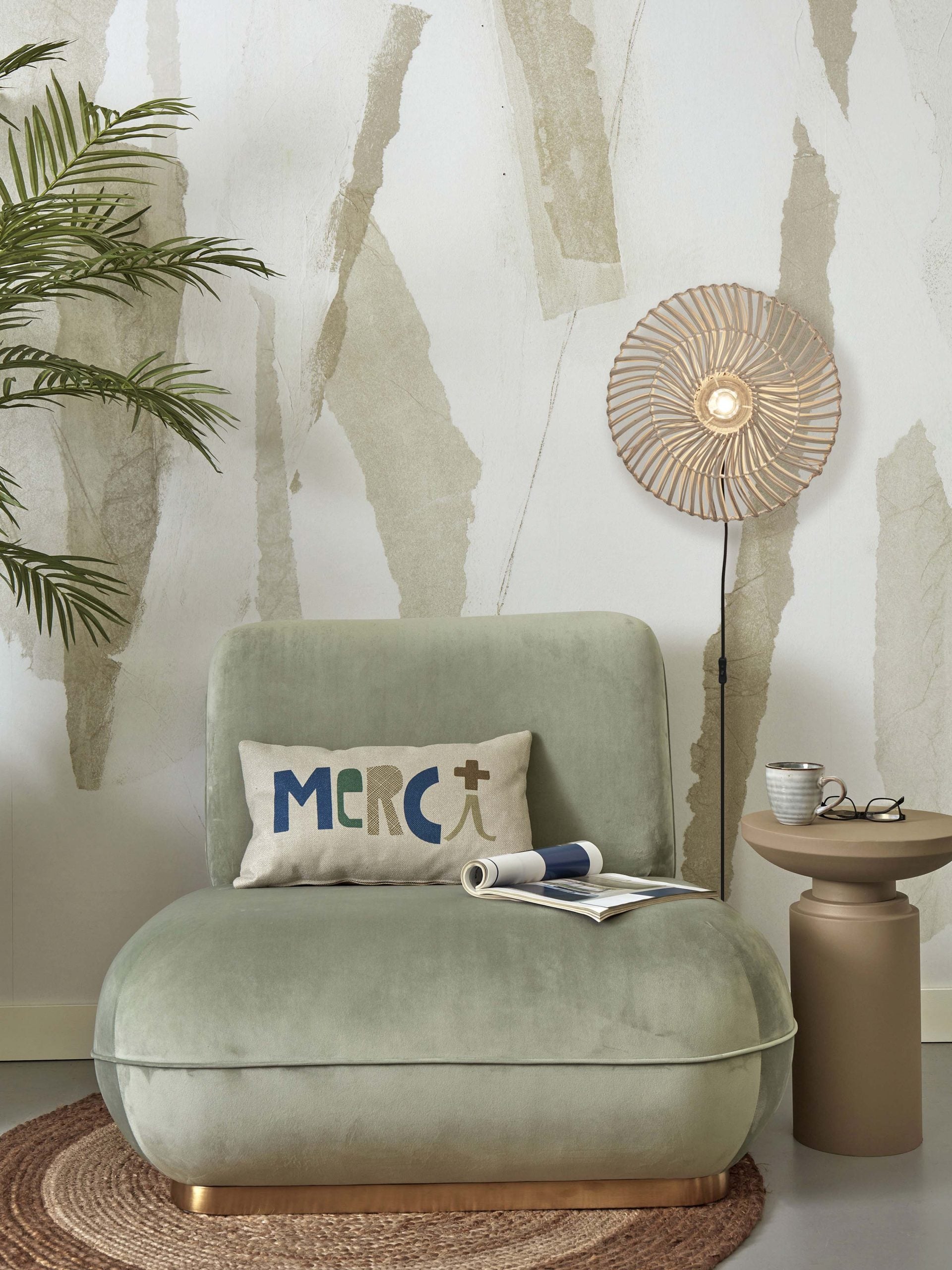 Wandlamp - ZANZIBAR - Rotan / Plat